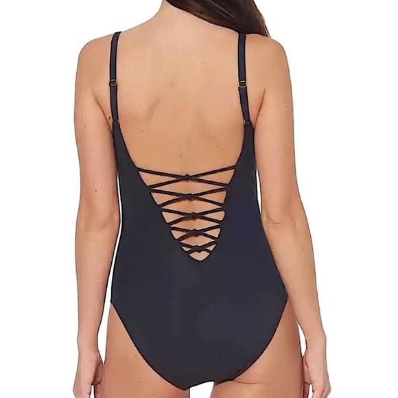 Bleu Rod Beattie Kore Lace Up One Piece Black Size 6 - Picture 2 of 8